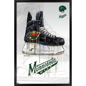 Trends International NHL Minnesota Wild - Drip Skate 21 Wall Poster, 22.375" x 34", Mahogany Framed Version