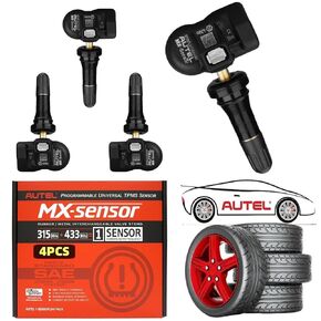 Autel MaxiTPMS MX Sensor 315/433MHz 4 PCS Pack Rubber Stem TPMS Sensor Universal Tire Sensor Programmed by TPMS Tool TS401 TS408 TS501 TS508 TS601 TS608 MX808TS MS906TS MK808TS ITS600 MS906Pro-TS