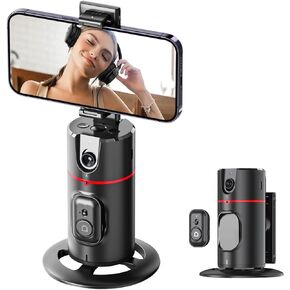 AFARER Auto Face Tracking Phone Holder 360° Rotation Phone Camera Mount, Face Body Tracking Phone Holder Foldable, Gesture Control 360 Rotation Tripod for Vlog, Tiktok, Live Stream, No App