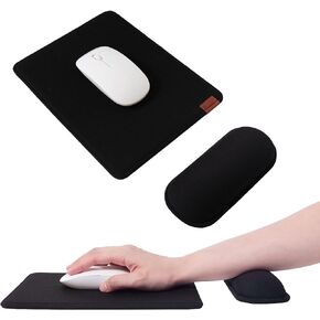 SenseAGE Ergonomic Detachable Mouse Pad with Wrist Support, Adjustable Placement for Pain Relief, Non-Slip Base, for Computer & Laptop, Office Desk Accessories, 9.7 x 7.3 in (Black)