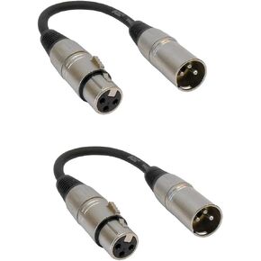 Audio2000'S ADC203NX2 2-Pack XLR Male to XLR Female Balanced Audio Patch Cables- 6 Inches (Tip to Tip)