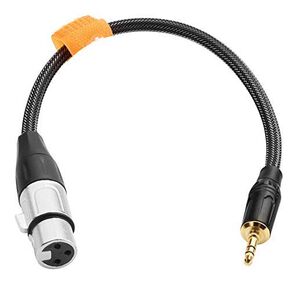 XLR to 3.5mm Balanced Cable Adapter, Gold-Plated XLR Female to 1/8 inch Mini Jack Aux Mono Audio Cord for Shotgun or Condenser Microphones - 1 Feet