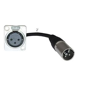 2ft Pigtail: XLR Female Panel Mount to XLR Male Plug (Black)