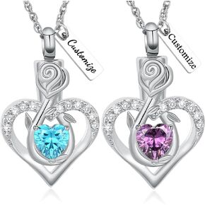 Yinplsmemory Infinity Heart Urn Ashes Necklace for Women Girl Cremation Jewelry Memorial Rose Flower Crystal Heart Urn Locket Ashes Keepsake Necklace