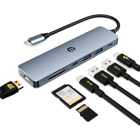 Tiergrade USB C Hub Multiport Adapter, 7-in-1 USB C Docking Station with HDMI, 100W PD Charging Port, 2 USB 3.0, 1 USB C 3.0, SD/TF Card Slot