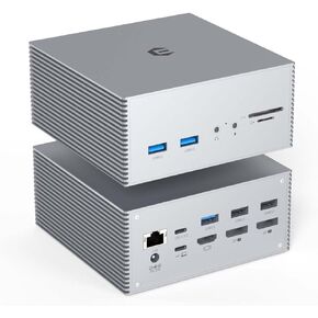 USB C Hub, TOTU Upgraded Universal USB-C Docking Station, 4K Triple Display, 60W USB PD, 6 USB Ports, Perfect for Windows Type C Systems, Enhanced OS Extended Display Experience