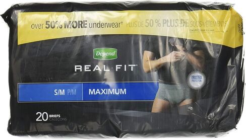 ملابس داخلية للرجال من Depend Real Fit، مقاس صغير/متوسط، 20 in Kuwait