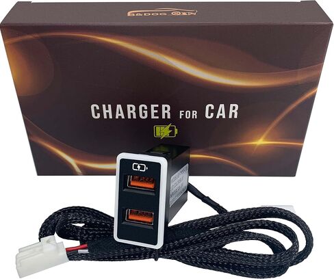 شاحن سيارة QC3.0 شحن سريع، لمقبس USB مزدوج من تويوتا للشحن السريع، مع عرض ضوء LED، والهواتف الذكية المتوافقة، أو الكمبيوتر اللوحي أو أي جهاز USB آخر (أزرق 1.3 × 0.9 بوصة) in Kuwait