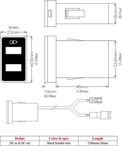شاحن سيارة QC3.0 شحن سريع، لمقبس USB مزدوج من تويوتا للشحن السريع، مع عرض ضوء LED، والهواتف الذكية المتوافقة، أو الكمبيوتر اللوحي أو أي جهاز USB آخر (أزرق 1.3 × 0.9 بوصة) in Kuwait