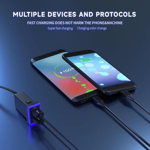 شاحن سيارة QC3.0 شحن سريع، لمقبس USB مزدوج من تويوتا للشحن السريع، مع عرض ضوء LED، والهواتف الذكية المتوافقة، أو الكمبيوتر اللوحي أو أي جهاز USB آخر (أزرق 1.3 × 0.9 بوصة) in Kuwait