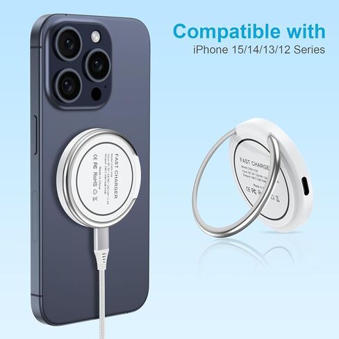 شاحن سيارة مغناطيسي لاسلكي شحن سريع متوافق مع Samsung Galaxy S23 S21 S22 S20 FE Note 10/20 Ultra iPhone 15 Pro /15 Ultra/14 13 12 Plus Google Pixel 8 Pro/7/6/5 كابل شاحن مغناطيسي تلقائي in Kuwait