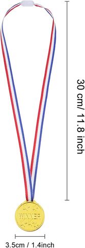 24 Pieces Kids Plastic Winner Medals Golden Medals Awards with Ribbons for Party Favor Decorations in Kuwait