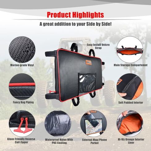 Goldfire RZR Roof Bag UTV Overhead Bag Center Roof Storage Bag Large Capacity Tool Waterproof Gear Bag For 2018-2024 Polaris RZR RS1 Storage Accessories(Blue Piping) in Saudi Arabia