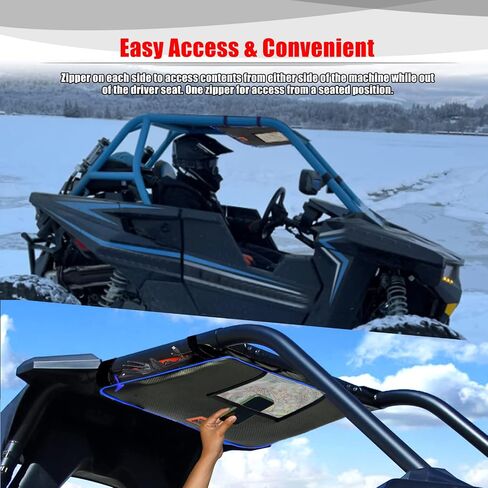 Goldfire RZR Roof Bag UTV Overhead Bag Center Roof Storage Bag Large Capacity Tool Waterproof Gear Bag For 2018-2024 Polaris RZR RS1 Storage Accessories(Blue Piping) in Saudi Arabia