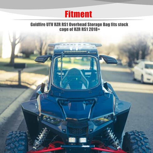 Goldfire RZR Roof Bag UTV Overhead Bag Center Roof Storage Bag Large Capacity Tool Waterproof Gear Bag For 2018-2024 Polaris RZR RS1 Storage Accessories(Blue Piping) in Saudi Arabia