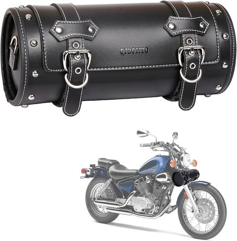 Motorcycle PVC Leather Tool Bag -Universal Fork Bag, Motorcycle Handlebar Bag Motorcycle Tool Bag Motorcycle Roll Bag Saddlebags Handlebar Bag Sissy Bar Storage Tool Bag With 2 Straps(black) in Saudi Arabia