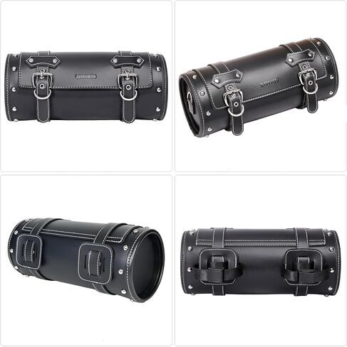 Motorcycle PVC Leather Tool Bag -Universal Fork Bag, Motorcycle Handlebar Bag Motorcycle Tool Bag Motorcycle Roll Bag Saddlebags Handlebar Bag Sissy Bar Storage Tool Bag With 2 Straps(black) in Saudi Arabia
