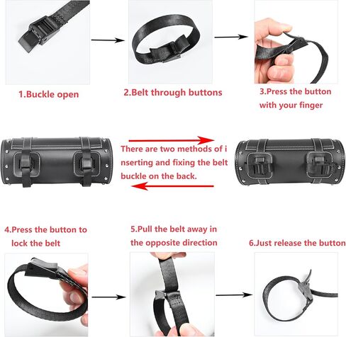 Motorcycle PVC Leather Tool Bag -Universal Fork Bag, Motorcycle Handlebar Bag Motorcycle Tool Bag Motorcycle Roll Bag Saddlebags Handlebar Bag Sissy Bar Storage Tool Bag With 2 Straps(black) in Saudi Arabia