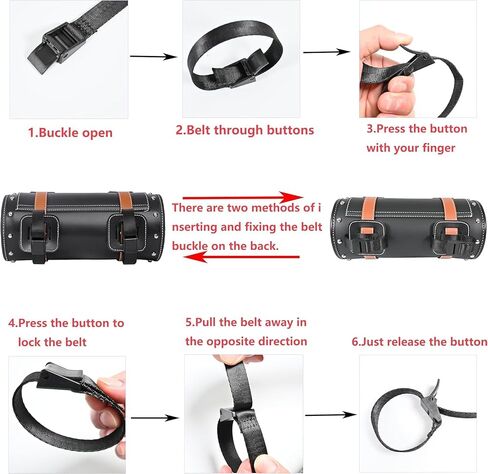 Motorcycle PVC Leather Tool Bag -Universal Fork Bag, Motorcycle Handlebar Bag Motorcycle Tool Bag Motorcycle Roll Bag Saddlebags Handlebar Bag Sissy Bar Storage Tool Bag With 2 Straps(black) in Saudi Arabia