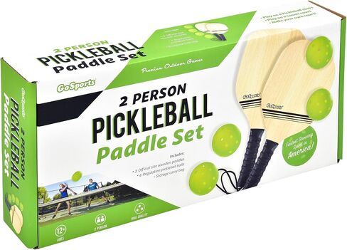 مجموعة GoSports Wood Pickle Ball للمبتدئين - تتضمن مجدافين خشبيين، 4 كرات مخلل رسمية وحقيبة ظهر in Saudi Arabia