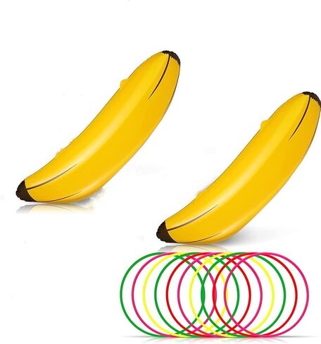 Bachelorette Party Favor Girls Night Out Party Games - Ring Toss Hoopla Games for Bachelorette Party Swimming Pool (Include 2 Pieces Inflatable Banana with 9 Pieces Plastic Toss Rings) in Saudi Arabia