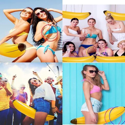 Bachelorette Party Favor Girls Night Out Party Games - Ring Toss Hoopla Games for Bachelorette Party Swimming Pool (Include 2 Pieces Inflatable Banana with 9 Pieces Plastic Toss Rings) in Saudi Arabia