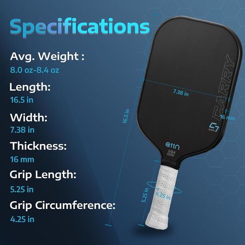 مجداف A11N 2024 Carry C7 Pickleball مع غطاء مجداف - سطح من ألياف الكربون - طراز بسيط in Saudi Arabia