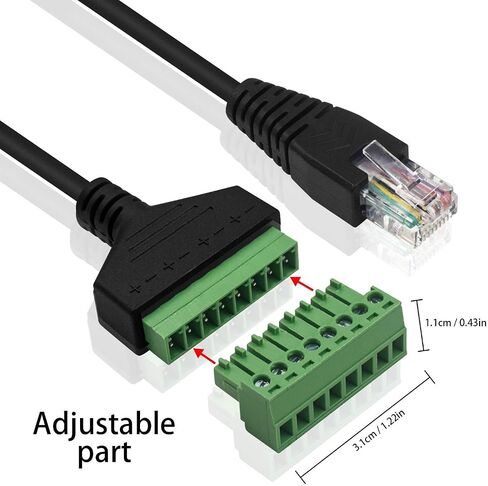 Poyiccot RJ45 Screw Terminal, RJ45 to 8Pin Screw Terminal Adaptor Connector, Ethernet Extender RJ45 8P8C Female to 8 Pin Screw Terminal Breakout Board Cable for Cat7/6/5/5e Network CCTV DVR, 12inch in Saudi Arabia