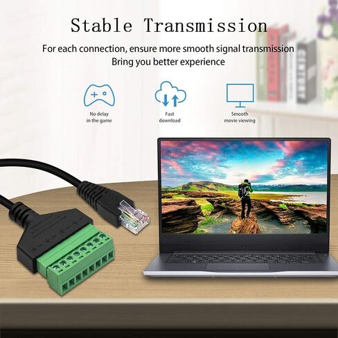 Poyiccot RJ45 Screw Terminal, RJ45 to 8Pin Screw Terminal Adaptor Connector, Ethernet Extender RJ45 8P8C Female to 8 Pin Screw Terminal Breakout Board Cable for Cat7/6/5/5e Network CCTV DVR, 12inch in Saudi Arabia