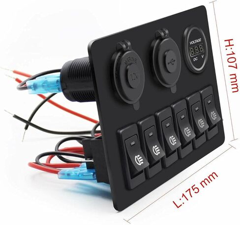 6 Gang Blue Rocker Switch Panel Circuit Breaker LED Waterproof Car Marine Boat (Blue) in Saudi Arabia