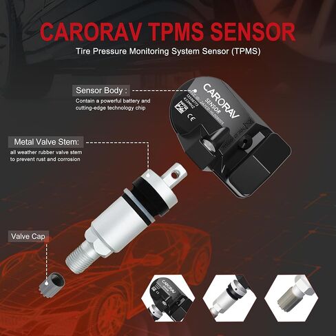 مستشعر ضغط الإطارات 433 ميجا هرتز مستشعر تساوي ضغط الإطارات 4 قطعة بديل لجنرال موتورز تشيفي جي إم سي كاديلاك بويك OE يستبدل #13598773 in Kuwait