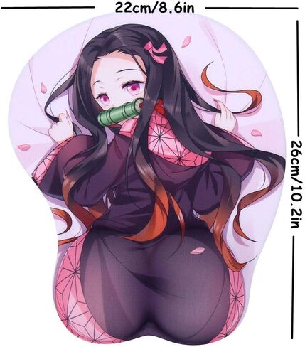 Nezuko 3D Mousepads Anime Mouse Pads مع مسند للمعصم ثنائي الاتجاه (Nezuko F) in Kuwait