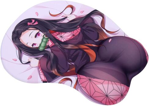 Nezuko 3D Mousepads Anime Mouse Pads مع مسند للمعصم ثنائي الاتجاه (Nezuko F) in Kuwait