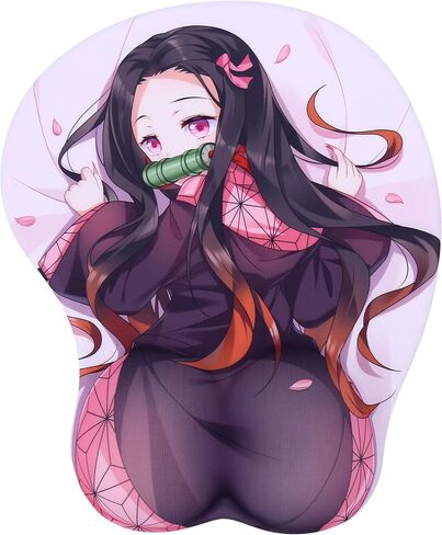 Nezuko 3D Mousepads Anime Mouse Pads مع مسند للمعصم ثنائي الاتجاه (Nezuko F) in Kuwait