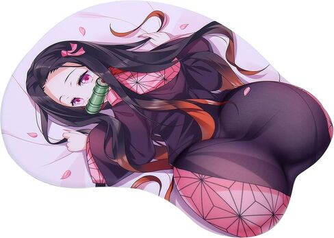 Nezuko 3D Mousepads Anime Mouse Pads مع مسند للمعصم ثنائي الاتجاه (Nezuko F) in Kuwait