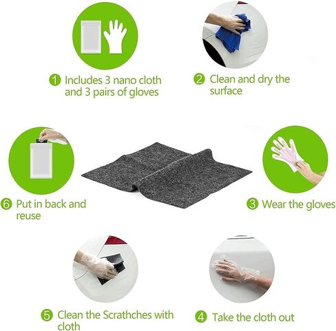 3 قطع من قماش نانو سباركل من آي كاتشر لخدوش السيارة، مزيل خدوش السيارة نانو المتطور يعمل بسهولة على إصلاح الخدوش والدوامات وبقايا الطلاء وبقع الماء واستعادة اللون الأصلي لطلاء السيارة. in Kuwait