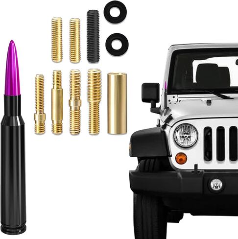 Car Antenna Replacement, Aluminum Alloy, Enhance Signal Stability and Waterproof Car Bullet Antenna, Universal Car Exterior Accessories Fit for Ford, Dodge, Chevy, GMC, Jeep, Toyota (Black) in Kuwait