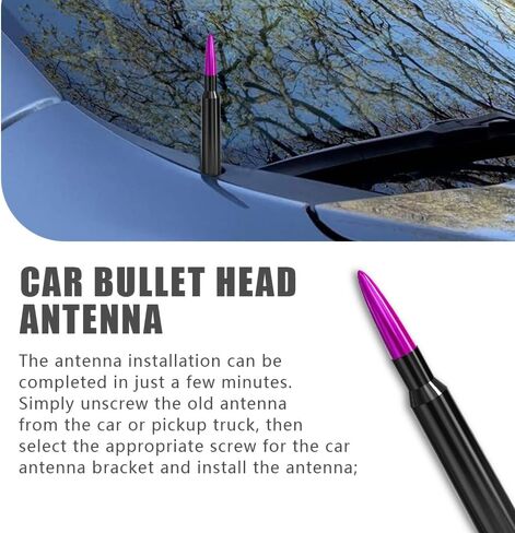 Car Antenna Replacement, Aluminum Alloy, Enhance Signal Stability and Waterproof Car Bullet Antenna, Universal Car Exterior Accessories Fit for Ford, Dodge, Chevy, GMC, Jeep, Toyota (Black) in Kuwait