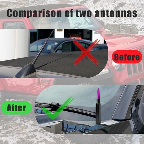 Car Antenna Replacement, Aluminum Alloy, Enhance Signal Stability and Waterproof Car Bullet Antenna, Universal Car Exterior Accessories Fit for Ford, Dodge, Chevy, GMC, Jeep, Toyota (Black) in Kuwait