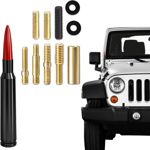 Car Antenna Replacement, Aluminum Alloy, Enhance Signal Stability and Waterproof Car Bullet Antenna, Universal Car Exterior Accessories Fit for Ford, Dodge, Chevy, GMC, Jeep, Toyota (Black) in Kuwait