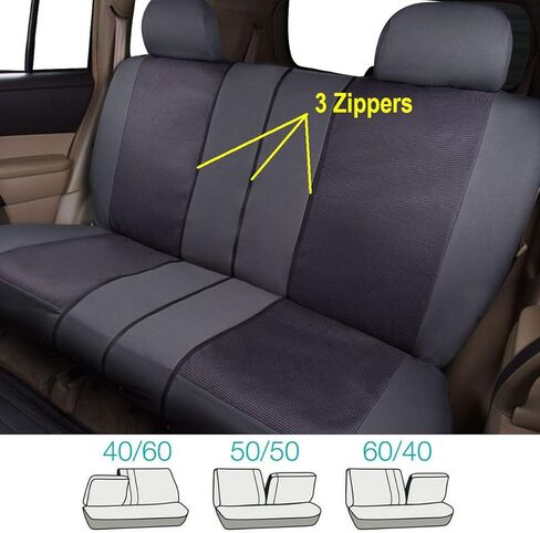 أغطية مقاعد السيارة فلاينج بانر، مجموعة كاملة من المقاعد الأمامية والمقعد الخلفي، واقيات مقاعد السيارة، واقيات غطاء الجاكار المتينة، شاحنة الدفع الرباعي، أسود، رمادي، تان (رمادي) in Kuwait