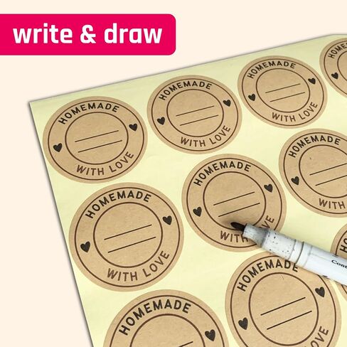 300 Pieces, 2" - Homemade with Love Stickers, Canning Labels for Jars to Write On in Saudi Arabia