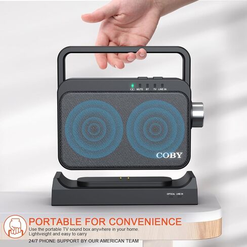 مضخم السمع اللاسلكي Coby ومكبر صوت التلفزيون مع حزمة سماعات الرأس السلكية من العلامة التجارية Coby | جهاز استماع تلفزيوني محمول بتقنية البلوتوث لكبار السن وضعاف السمع in Kuwait