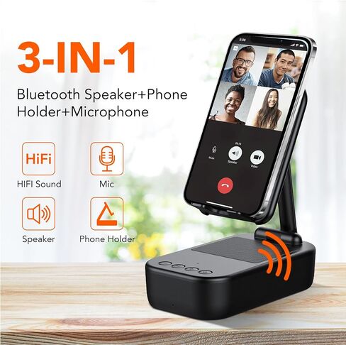 Cell Phone Stand Portable Bluetooth Speakers Wireless, 10W Super Bass, 24H Playtime, IP7 Waterproof Speaker, Gifts for Women/Men/Mom/Dad Compatible with Phone/Pad in Kuwait