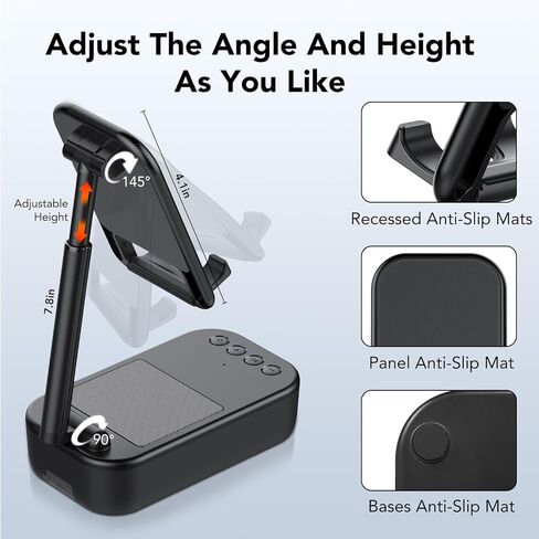 Cell Phone Stand Portable Bluetooth Speakers Wireless, 10W Super Bass, 24H Playtime, IP7 Waterproof Speaker, Gifts for Women/Men/Mom/Dad Compatible with Phone/Pad in Kuwait