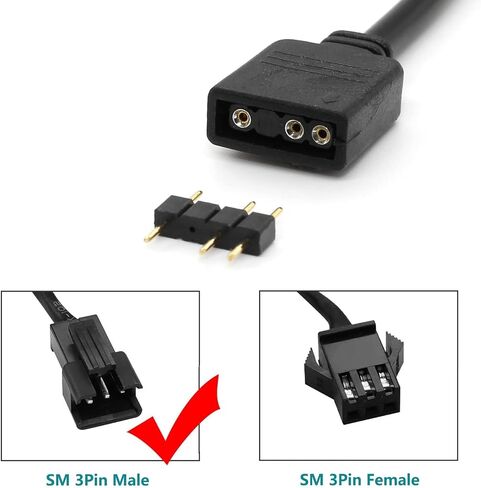 كابل تمديد ARGB 5 فولت 3Pin، منفذ اللوحة الأم إلى SM3P 1-to-1 كابل محول موصل ARGB ذكر لمروحة RGB، شريط LED للكمبيوتر الشخصي in Saudi Arabia