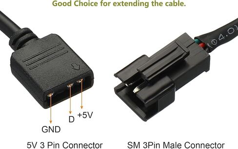 كابل تمديد ARGB 5 فولت 3Pin، منفذ اللوحة الأم إلى SM3P 1-to-1 كابل محول موصل ARGB ذكر لمروحة RGB، شريط LED للكمبيوتر الشخصي in Saudi Arabia