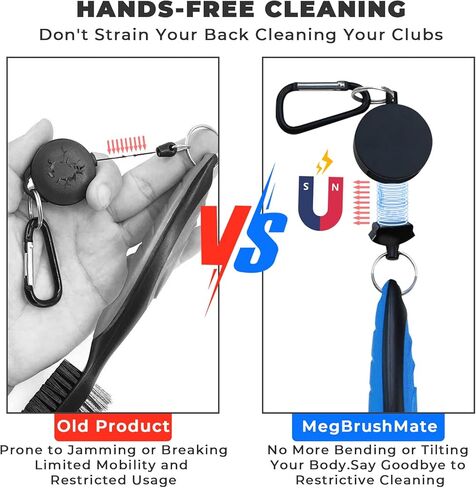فرشاة نادي الجولف المغناطيسي ومنظف الأخدود مع حلقة تسلق من الألومنيوم لتنظيف نادي الجولف وإكسسوارات حقيبة الجولف in Kuwait