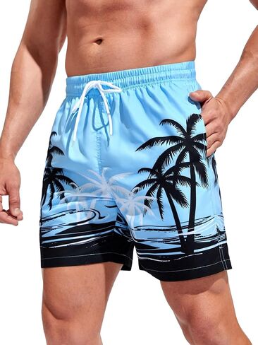 Floerns Men's Bathing Suit Leopard Print Drawstring Waist Swim Trunk Shorts in Saudi Arabia