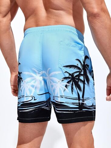 Floerns Men's Bathing Suit Leopard Print Drawstring Waist Swim Trunk Shorts in Saudi Arabia